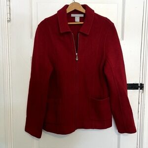 Marconi Dark Red Wool zip up jacket M